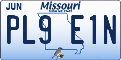 MO license plate PL9E1N