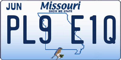 MO license plate PL9E1Q