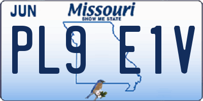 MO license plate PL9E1V