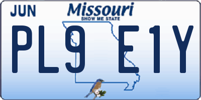 MO license plate PL9E1Y