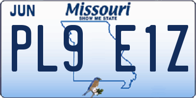 MO license plate PL9E1Z
