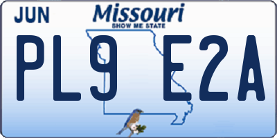 MO license plate PL9E2A