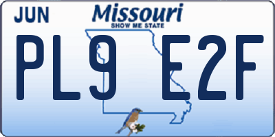 MO license plate PL9E2F