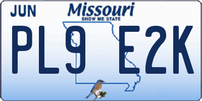 MO license plate PL9E2K