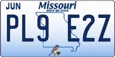 MO license plate PL9E2Z