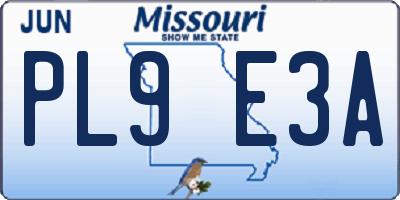 MO license plate PL9E3A