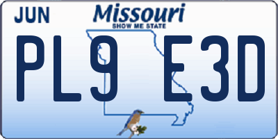 MO license plate PL9E3D
