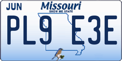 MO license plate PL9E3E