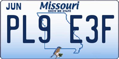 MO license plate PL9E3F