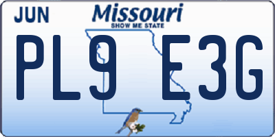 MO license plate PL9E3G