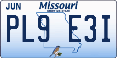 MO license plate PL9E3I