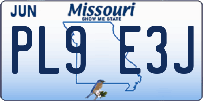 MO license plate PL9E3J
