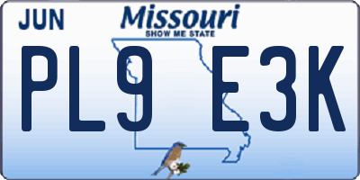 MO license plate PL9E3K