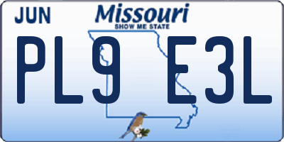 MO license plate PL9E3L