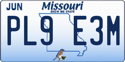 MO license plate PL9E3M