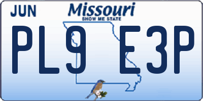 MO license plate PL9E3P