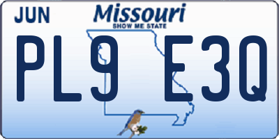 MO license plate PL9E3Q