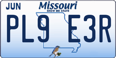 MO license plate PL9E3R
