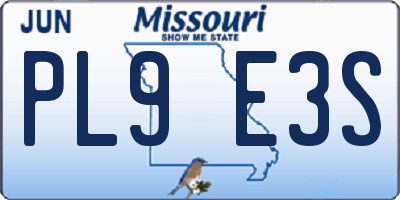 MO license plate PL9E3S
