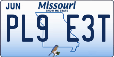 MO license plate PL9E3T
