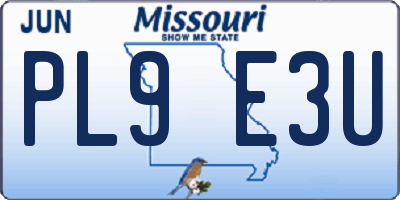 MO license plate PL9E3U