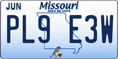 MO license plate PL9E3W