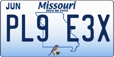 MO license plate PL9E3X
