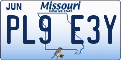 MO license plate PL9E3Y