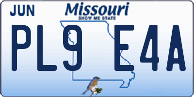 MO license plate PL9E4A