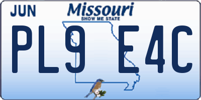 MO license plate PL9E4C
