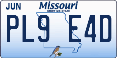 MO license plate PL9E4D