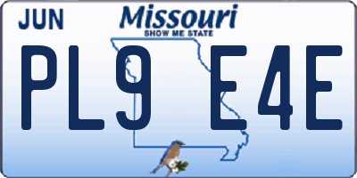 MO license plate PL9E4E