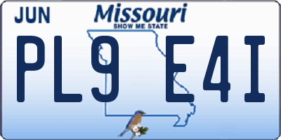 MO license plate PL9E4I