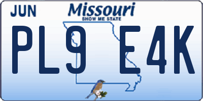 MO license plate PL9E4K