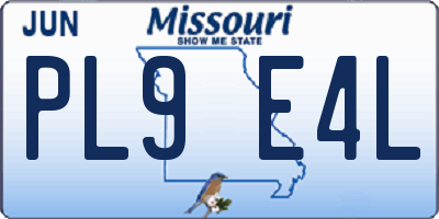 MO license plate PL9E4L