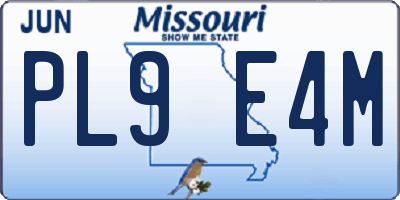 MO license plate PL9E4M