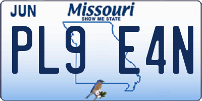 MO license plate PL9E4N