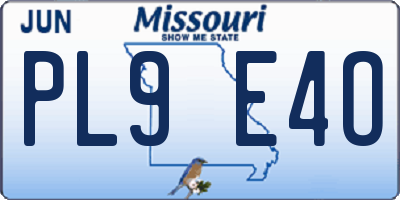 MO license plate PL9E4O