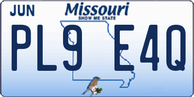 MO license plate PL9E4Q