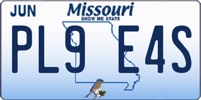 MO license plate PL9E4S
