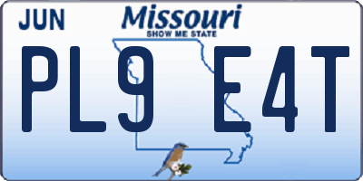 MO license plate PL9E4T