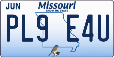 MO license plate PL9E4U