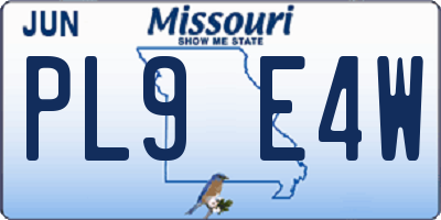 MO license plate PL9E4W