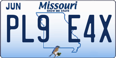 MO license plate PL9E4X