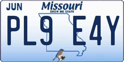 MO license plate PL9E4Y