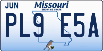 MO license plate PL9E5A