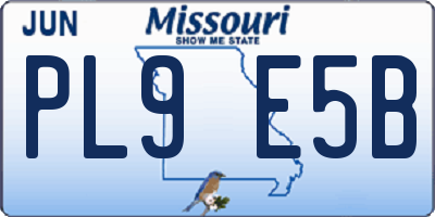 MO license plate PL9E5B
