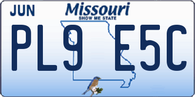 MO license plate PL9E5C