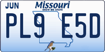 MO license plate PL9E5D