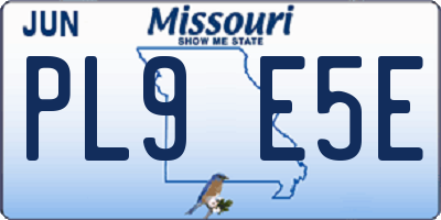 MO license plate PL9E5E
